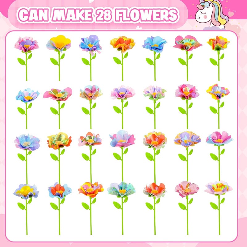 cosone DIY Fabric Flower Bouquets Toys Accessories - Flowers Market Toy Accessories - Arts & Crafts Toy Accessory Craft Kit for Girls Ages 3 4 5 6 7 8, Educational Preschool Arts & Crafts Toys - Image 2